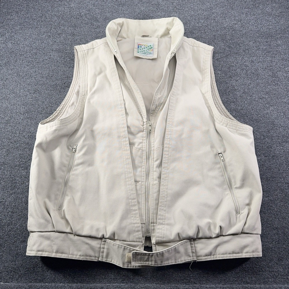 Vintage Outdoor Exchange Full Zip Vest Mens Beige No Size Tag (L?) VTG EUC *